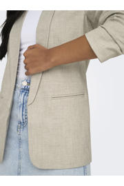 thumbnail: Lichtgrijze dames ONLY regular blazer van polyester met melée print, lange mouwen, reverskraag en plooien