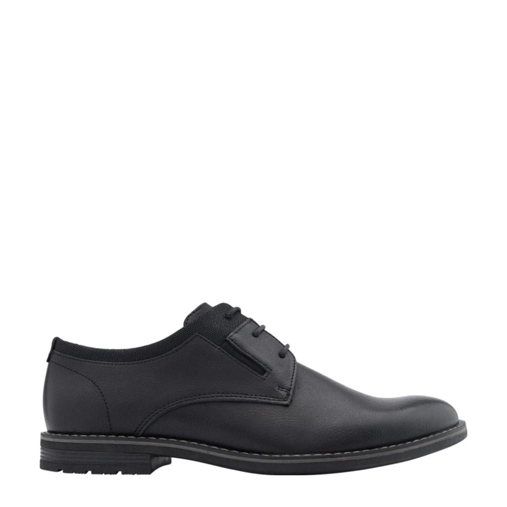 Zwarte heren AM SHOE veterschoenen van imitatie leer/rubber