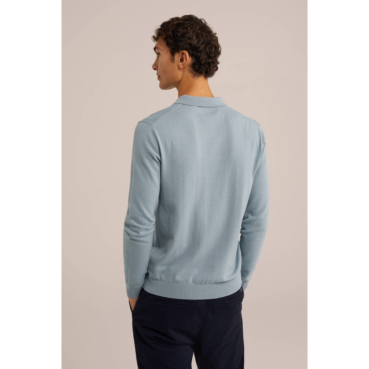 WE Fashion WE Fundamentals regular polo gebreid lichtblauw
