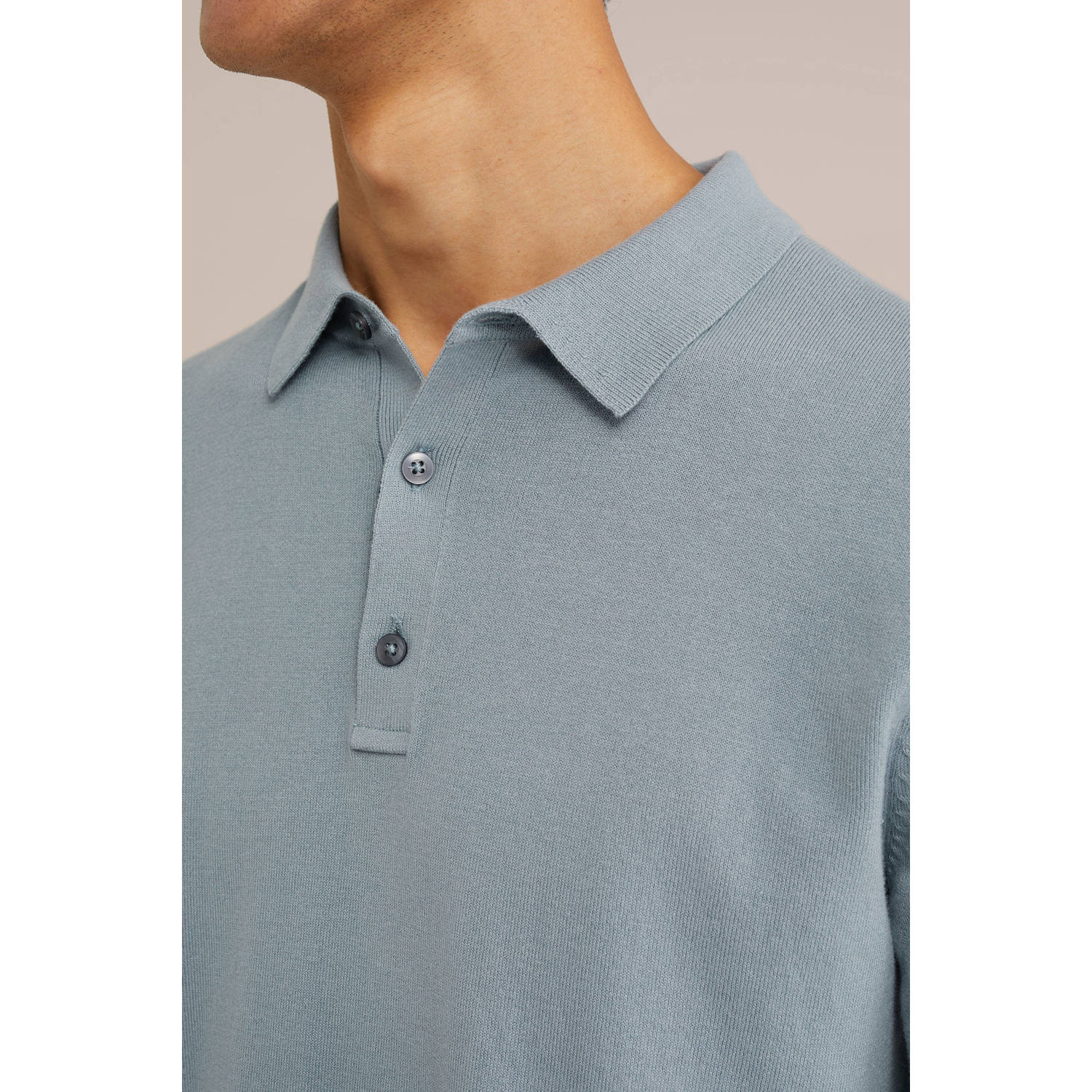 WE Fashion WE Fundamentals regular polo gebreid lichtblauw