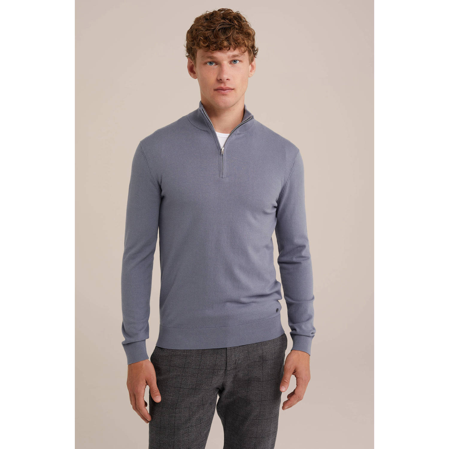 WE Fashion WE Fundamentals gebreide trui grijsblauw