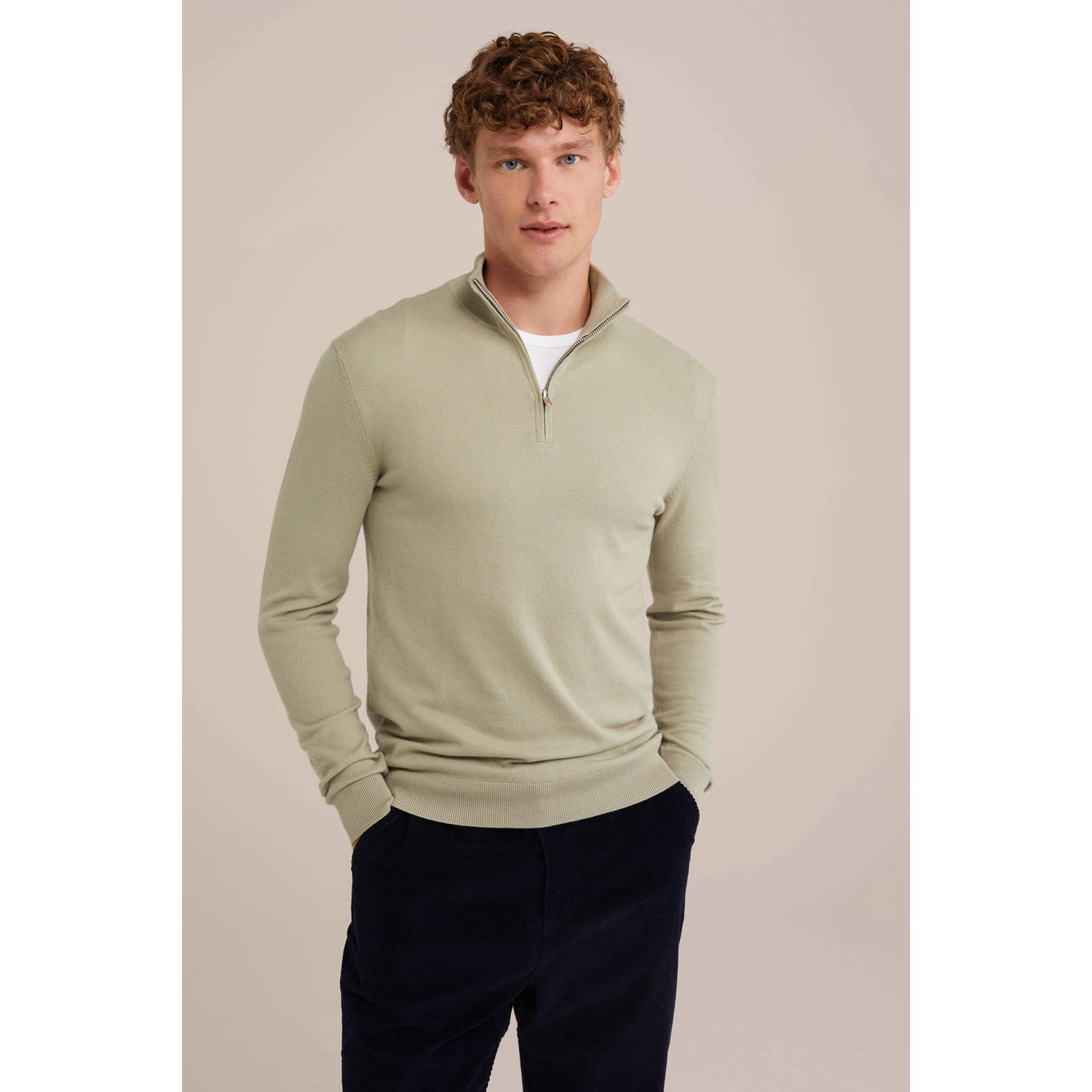 WE Fashion WE Fundamentals gebreide trui olijfgroen
