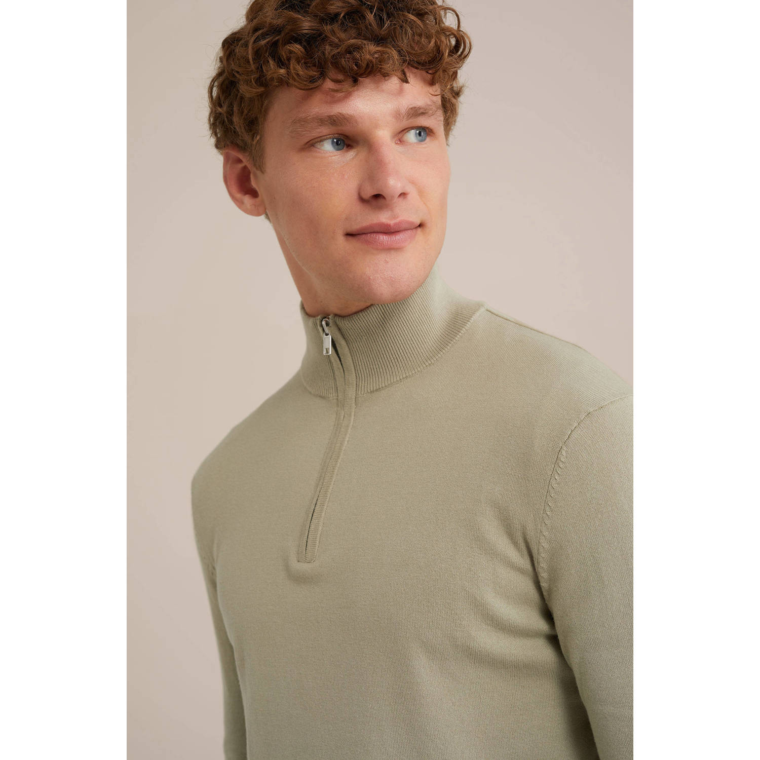 WE Fashion WE Fundamentals gebreide trui olijfgroen