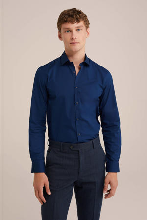 Tall fit overhemd donkerblauw