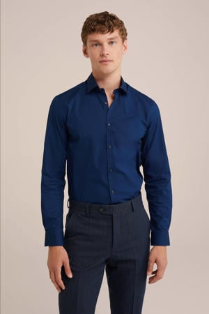 Tall fit overhemd donkerblauw