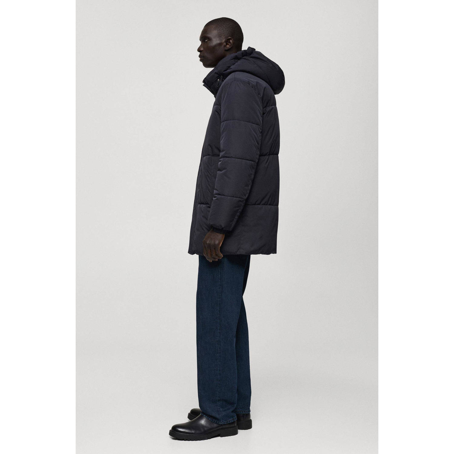 Mango Man gewatteerde jas donkerblauw