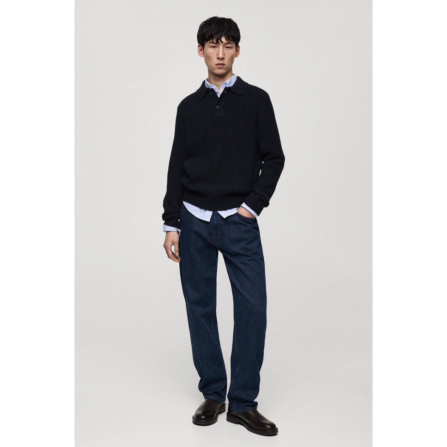 Mango Man straight jeans changeant blauw