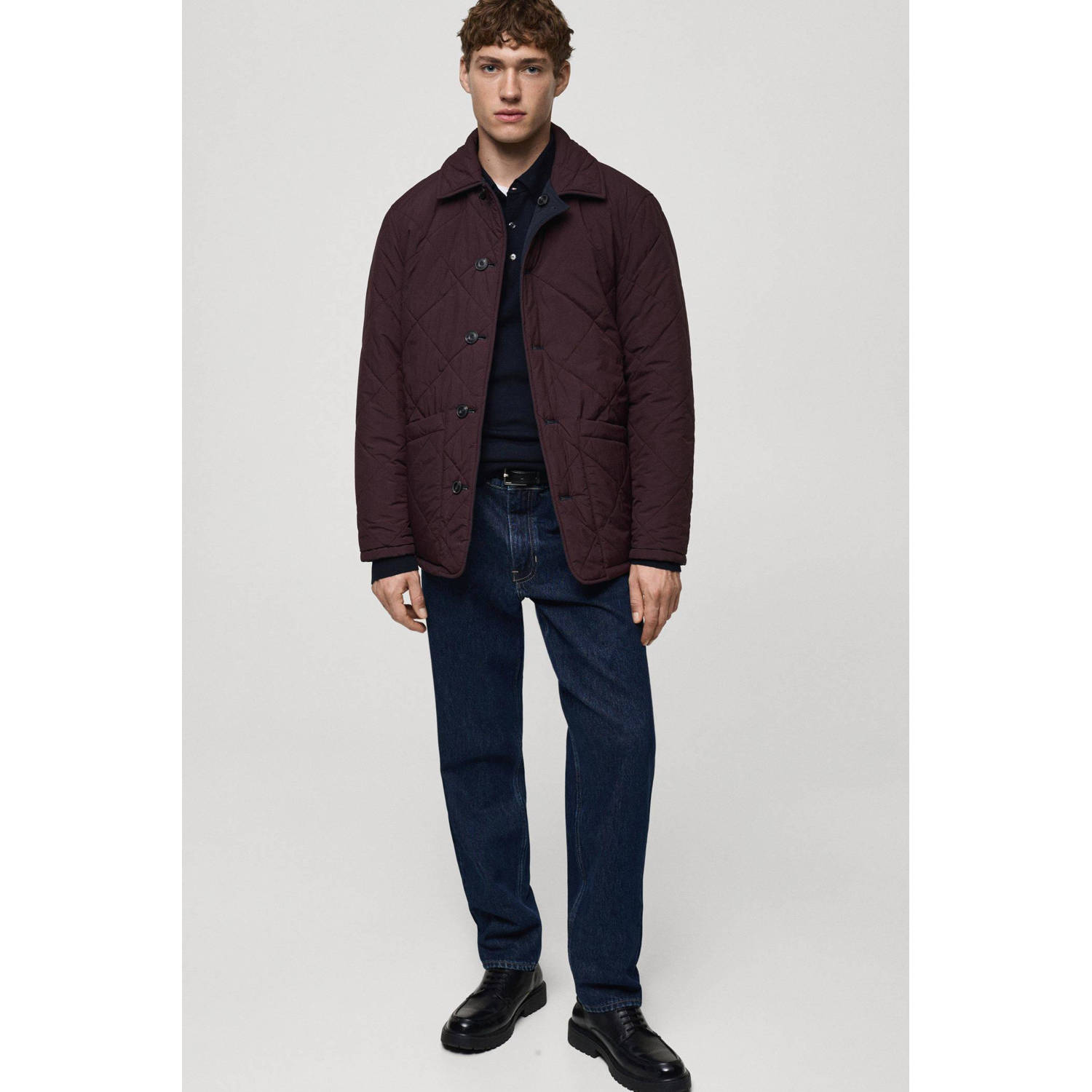 Mango Man gewatteerde jas donkerblauw