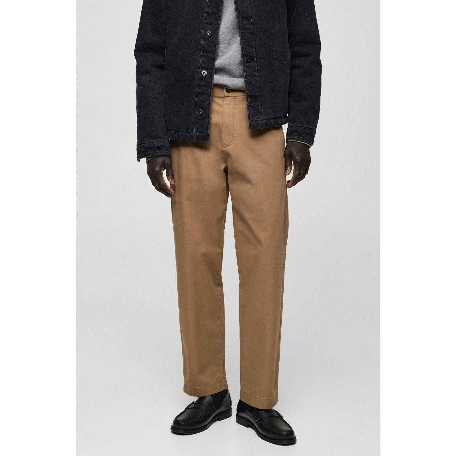 Mango Man regular casual broek bruin