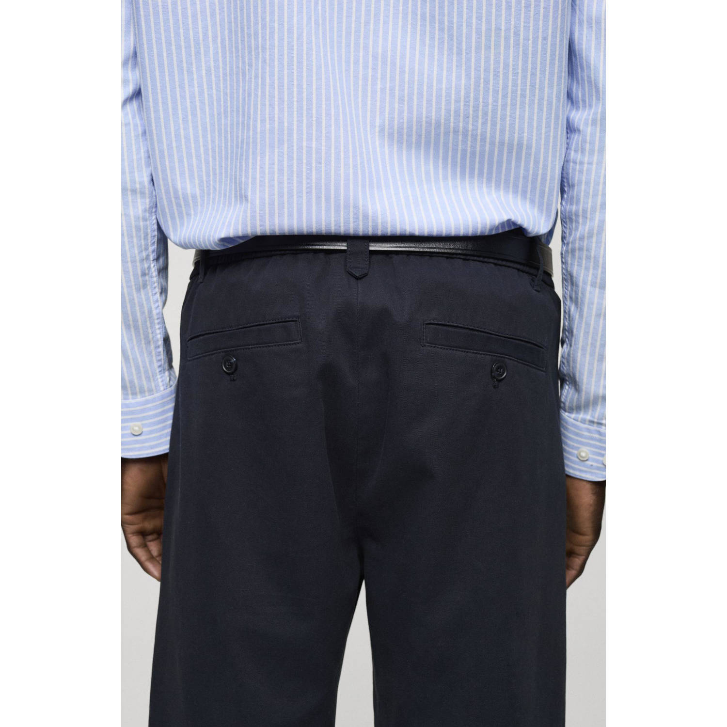 Mango Man regular fit casual broek donkerblauw