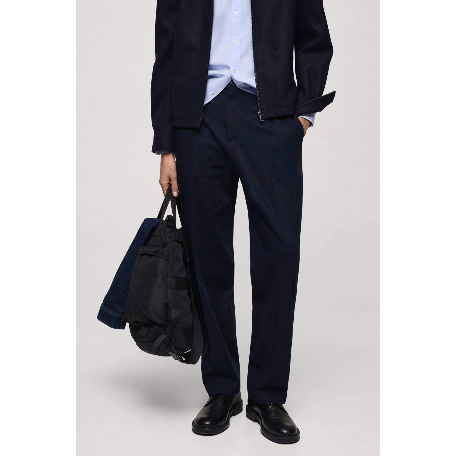 Mango Man straight pantalon donkerblauw
