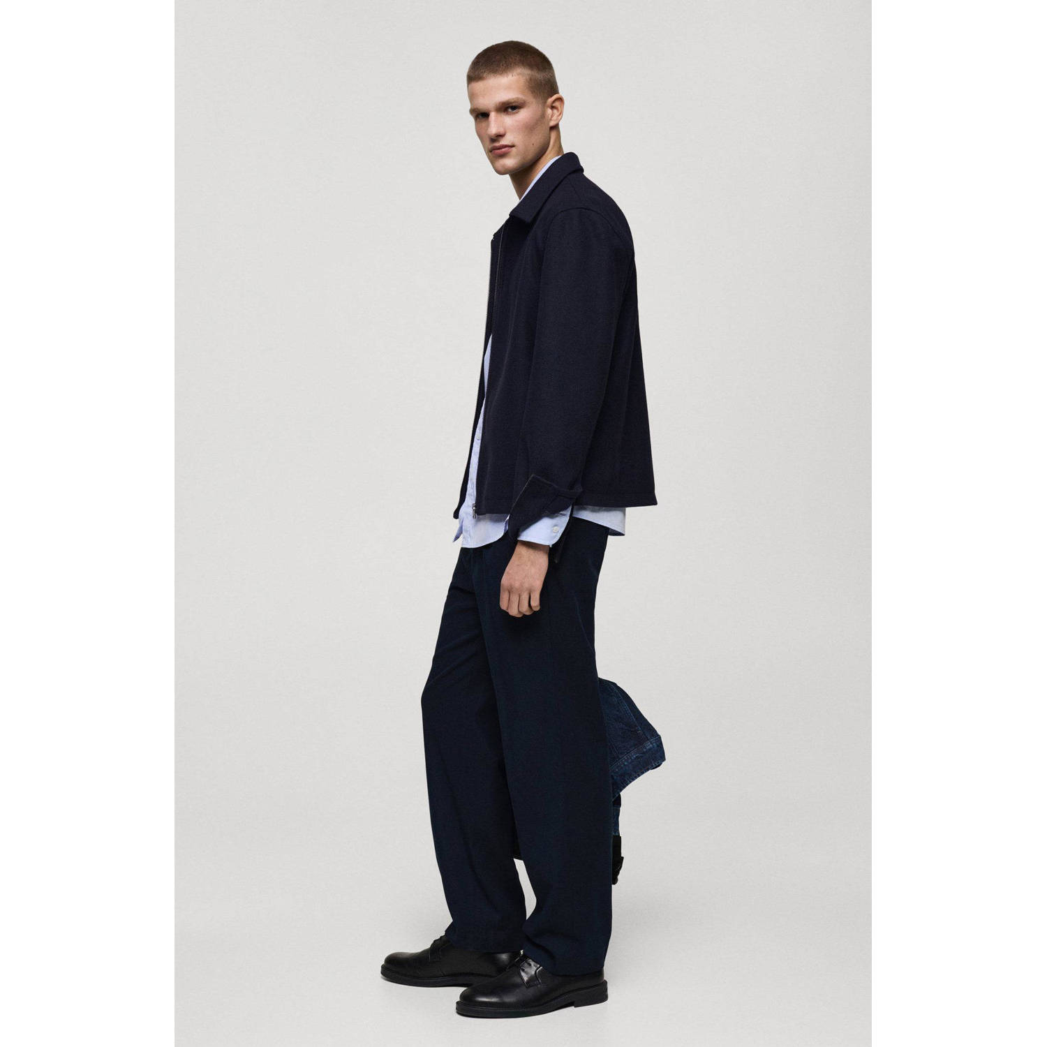 Mango Man straight pantalon donkerblauw