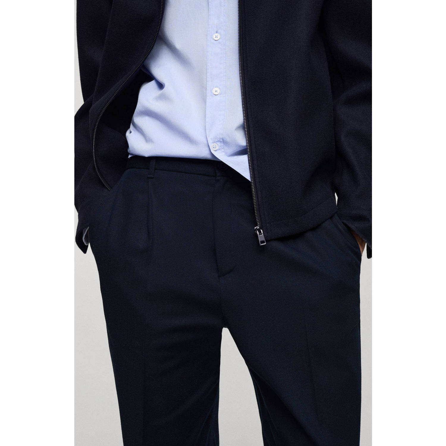Mango Man straight pantalon donkerblauw
