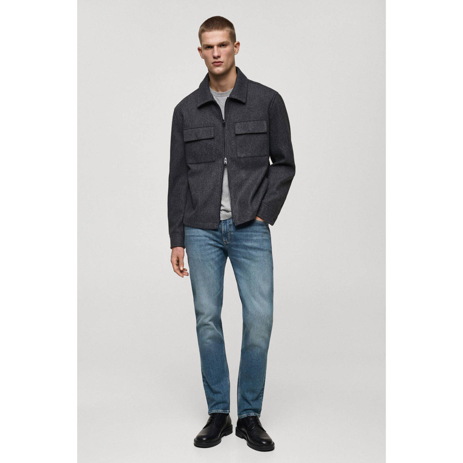 Mango Man slim fit jeans changeant blauw