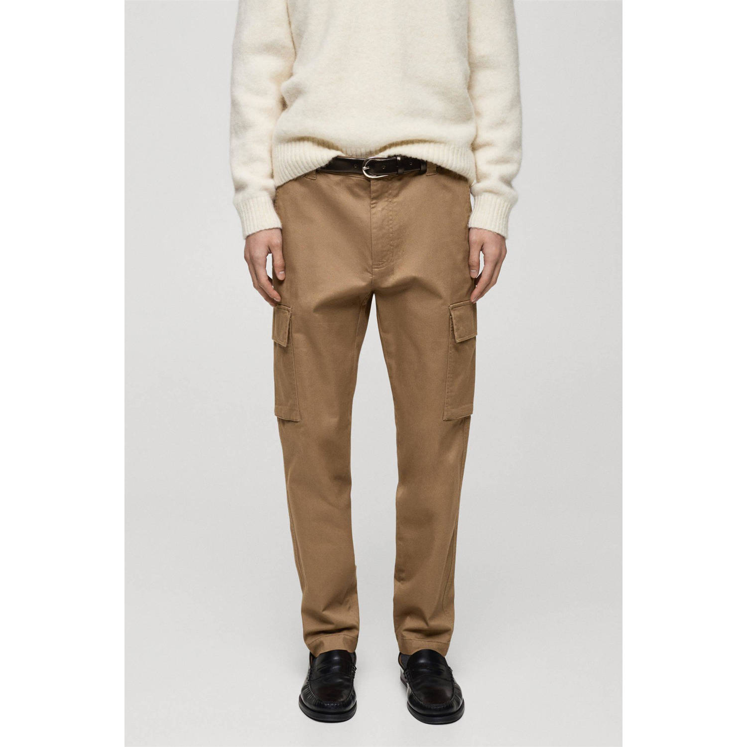 Mango Man regular cargo broek bruin