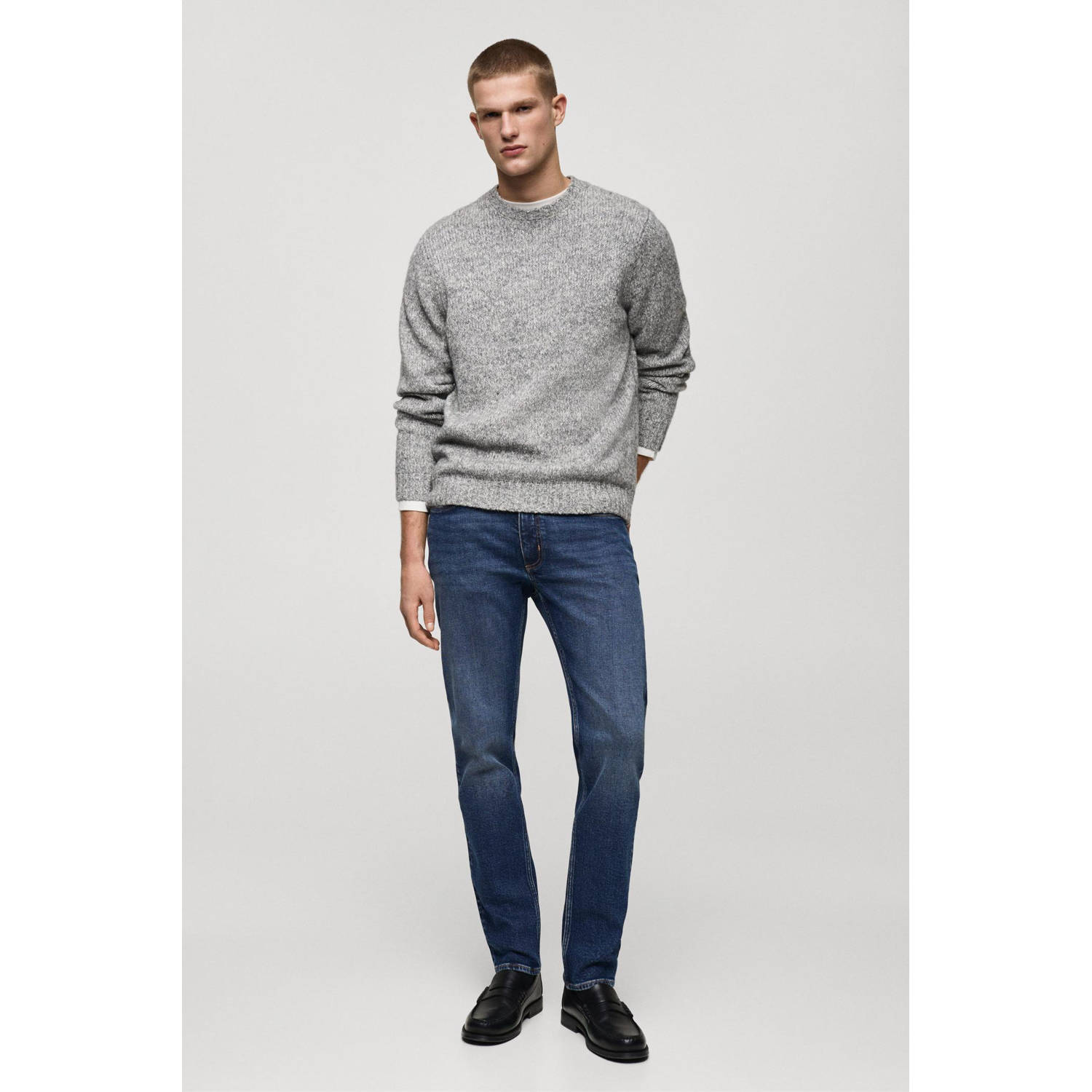 Mango Man slim fit jeans changeant blauw