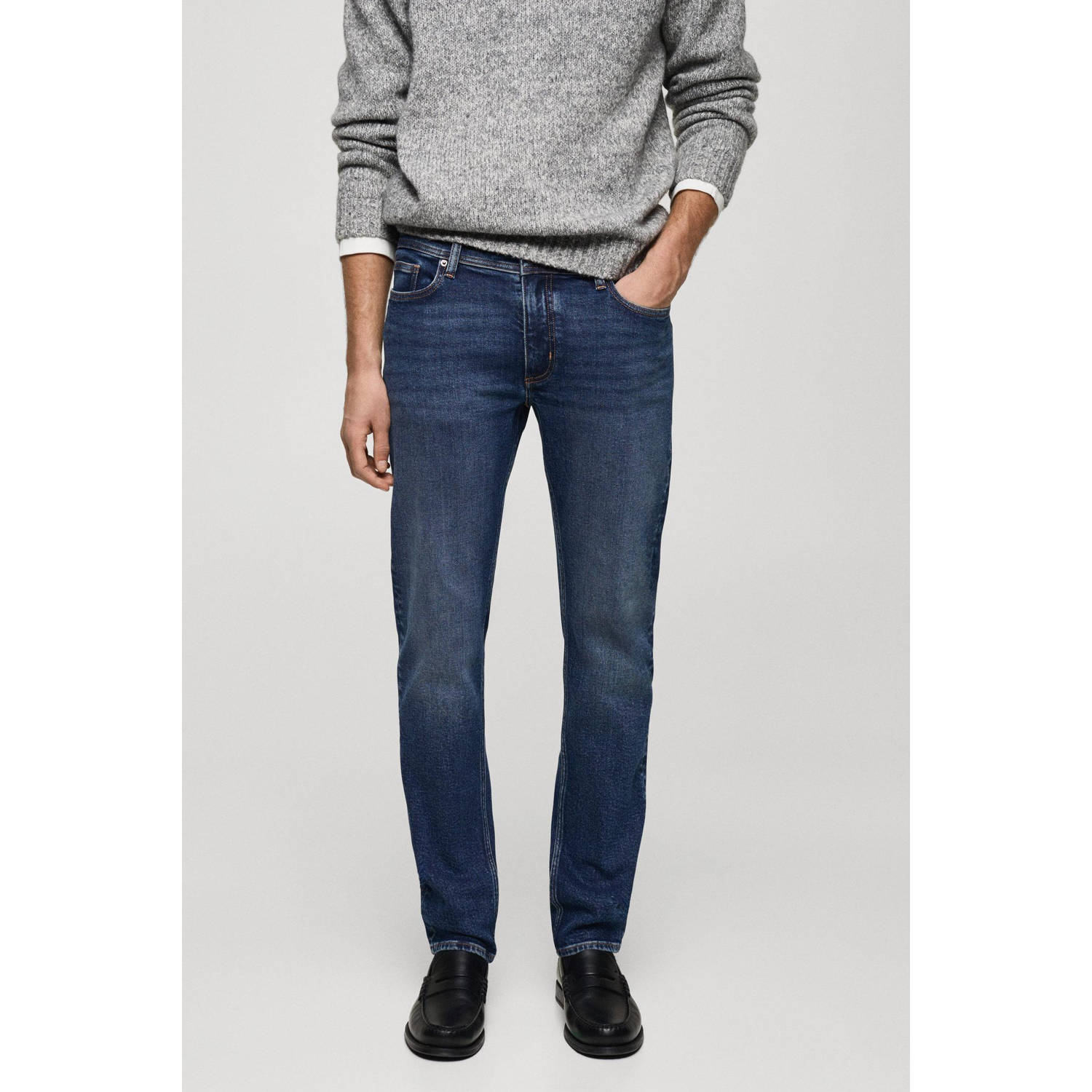 Mango Man slim fit jeans changeant blauw
