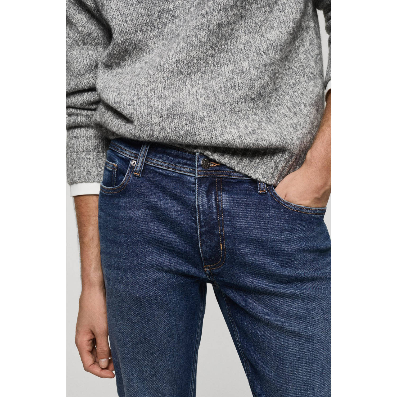 Mango Man slim fit jeans changeant blauw