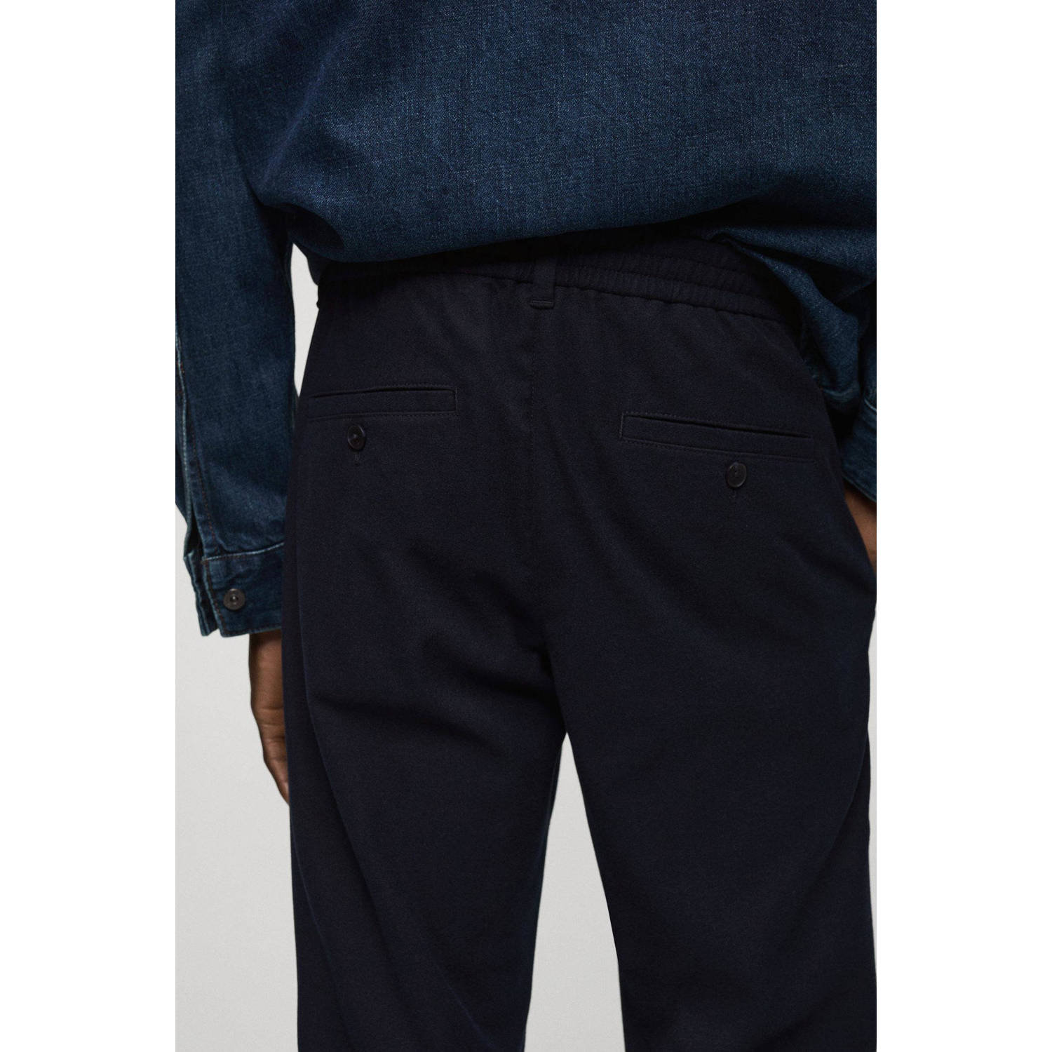 Mango Man slim pantalon donkerblauw