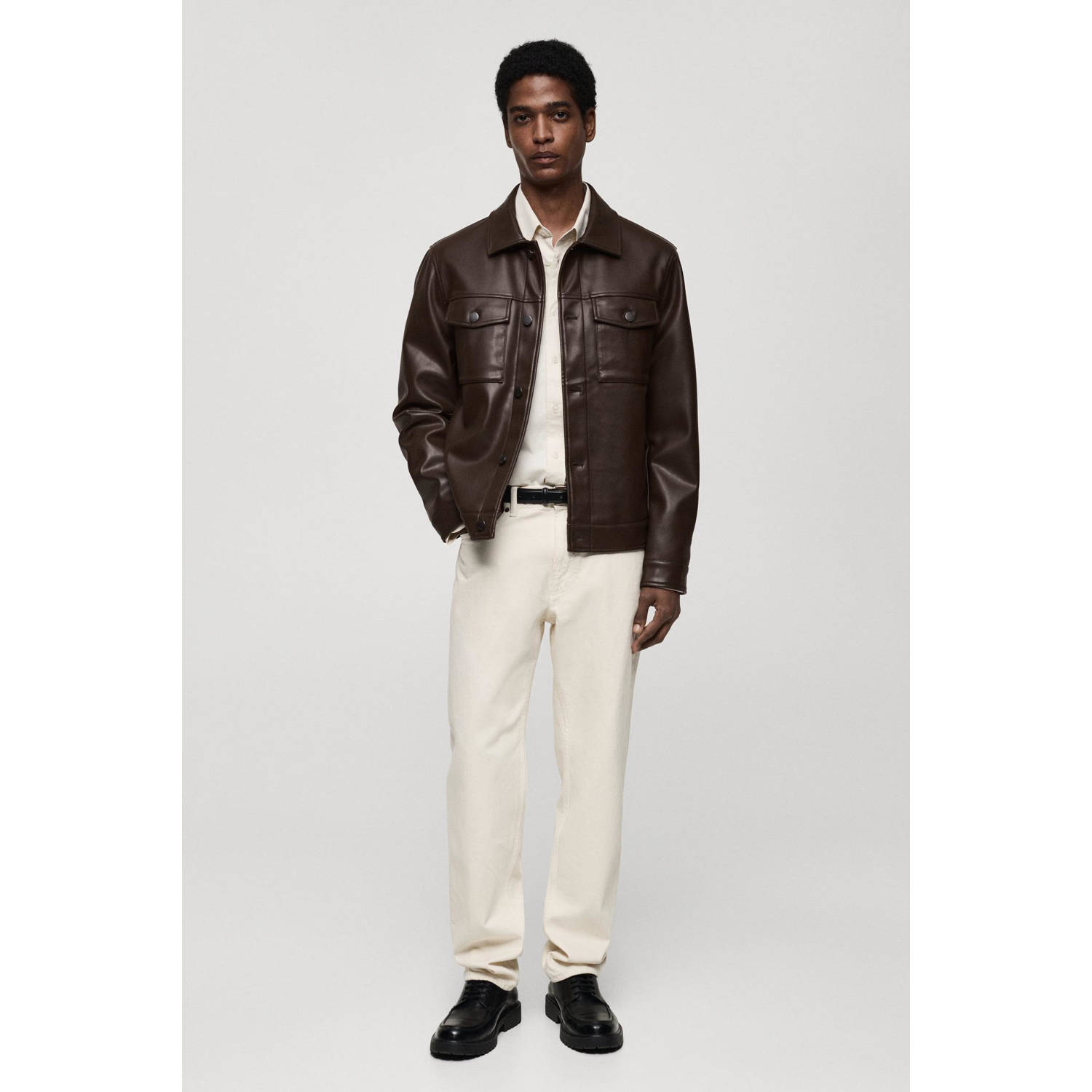 Mango Man overshirt bruin