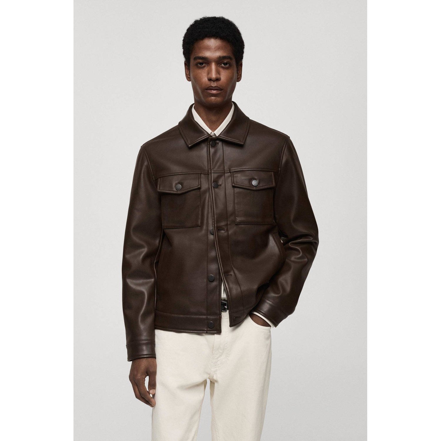 Mango Man overshirt bruin