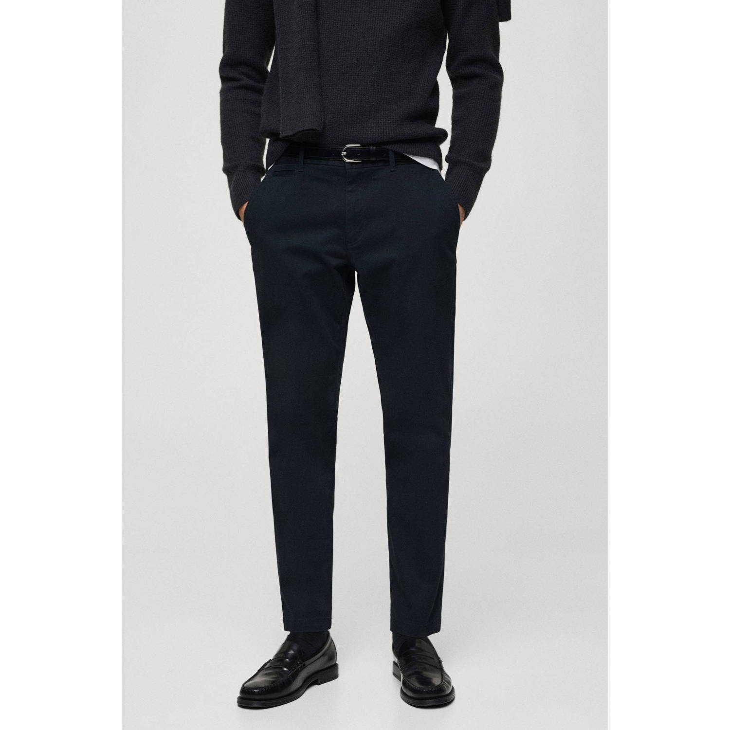 Mango Man tapered chino donkerblauw