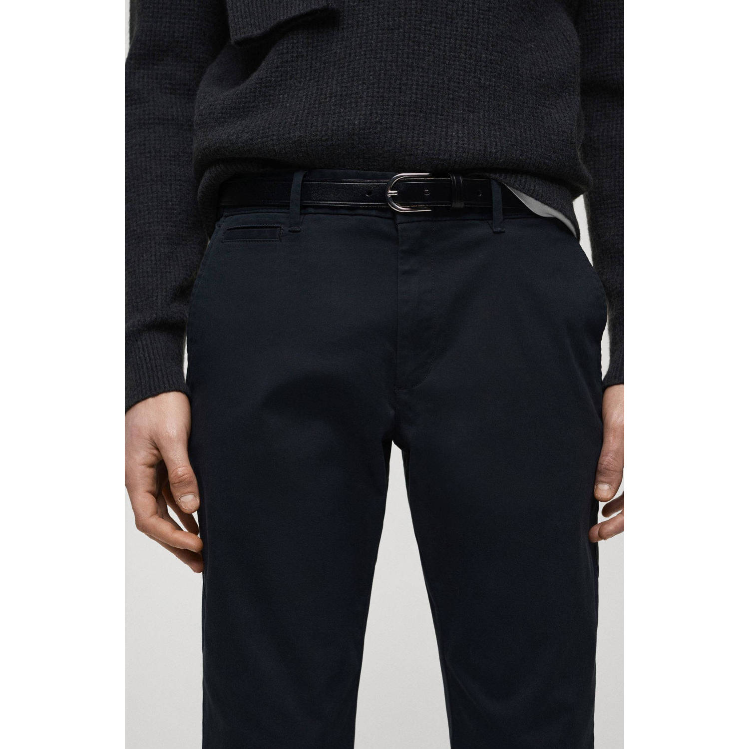Mango Man tapered chino donkerblauw