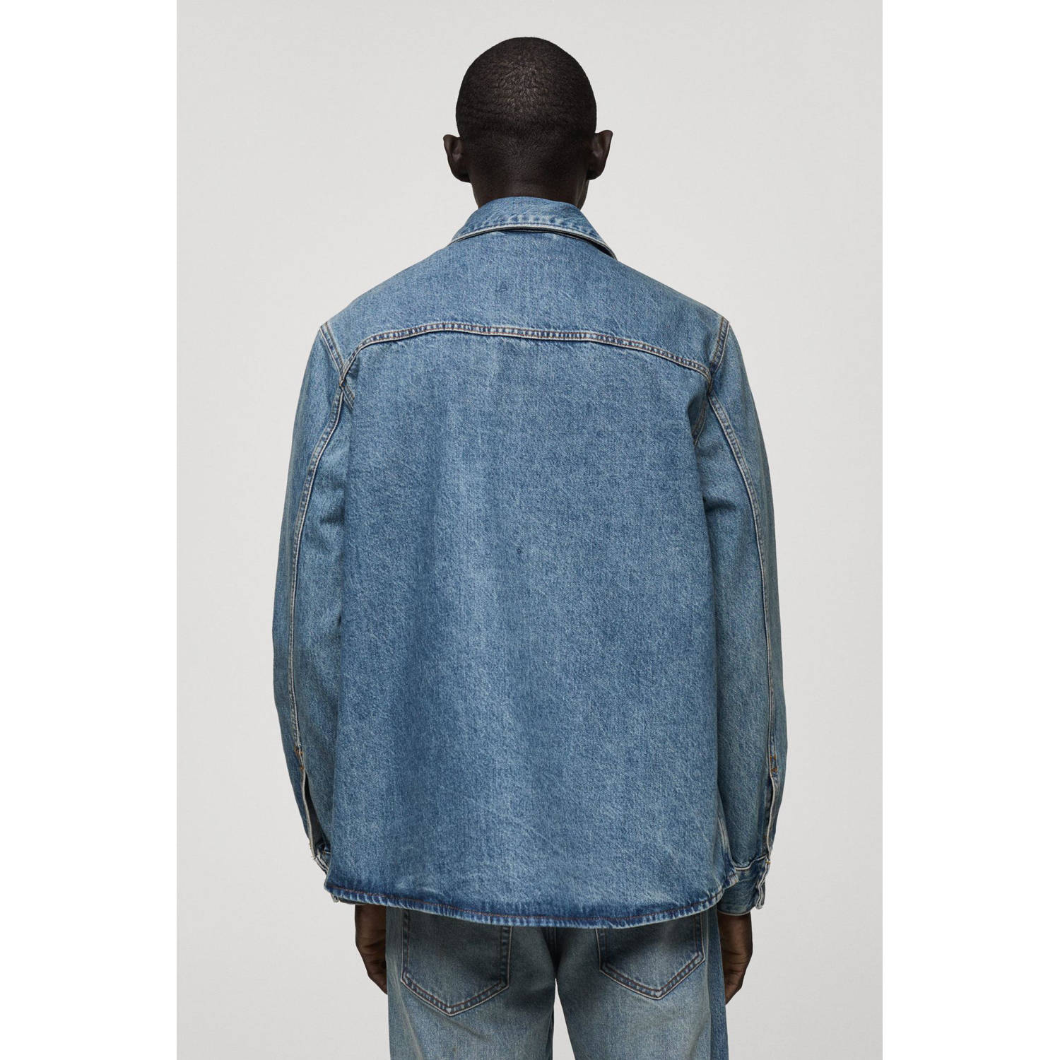 Mango Man casual overhemd blauw
