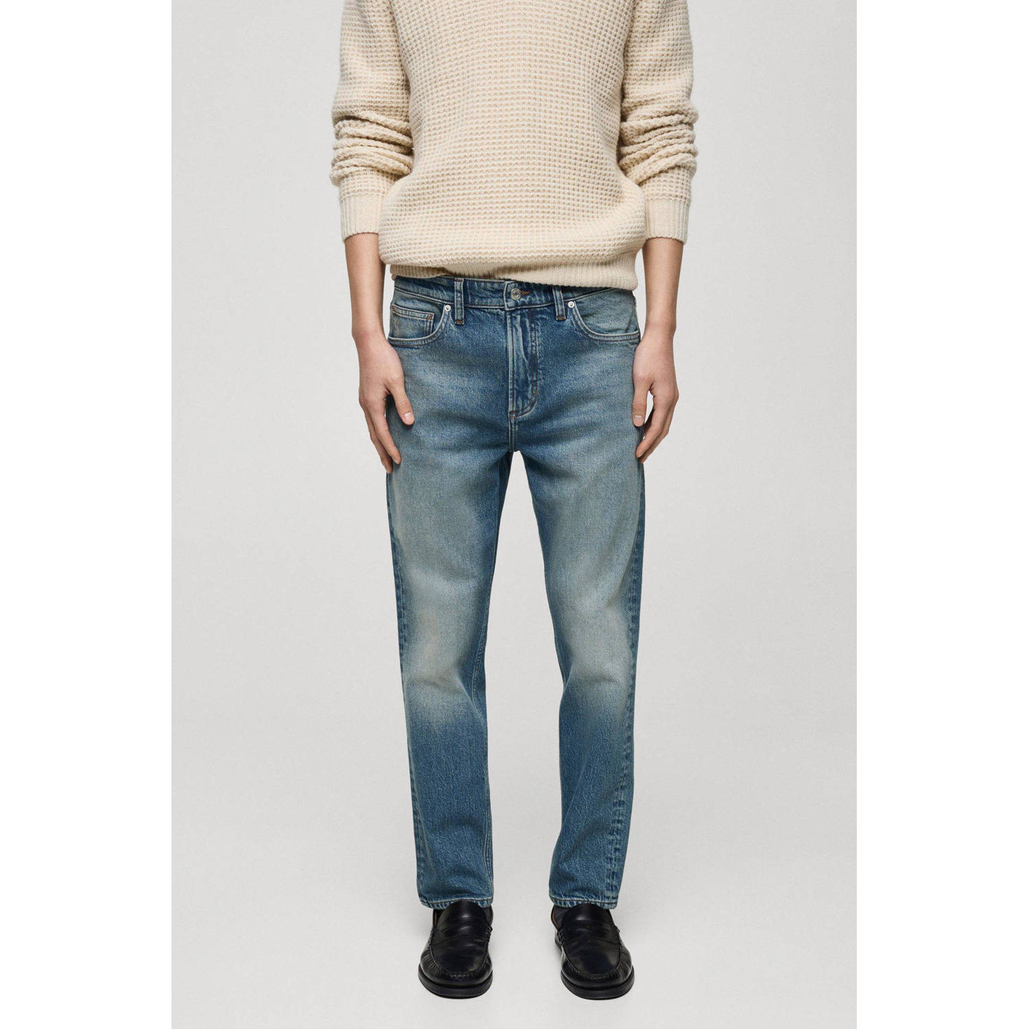 Mango Man tapered fit jeans blauw