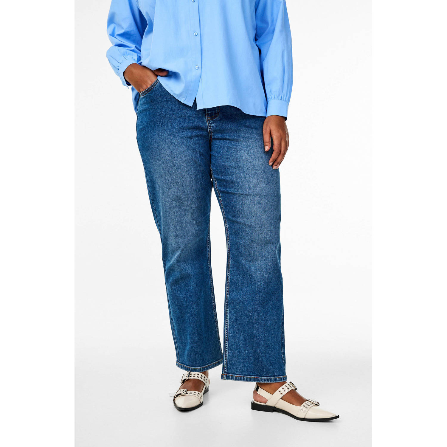 Zizzi high waist medium blue denim