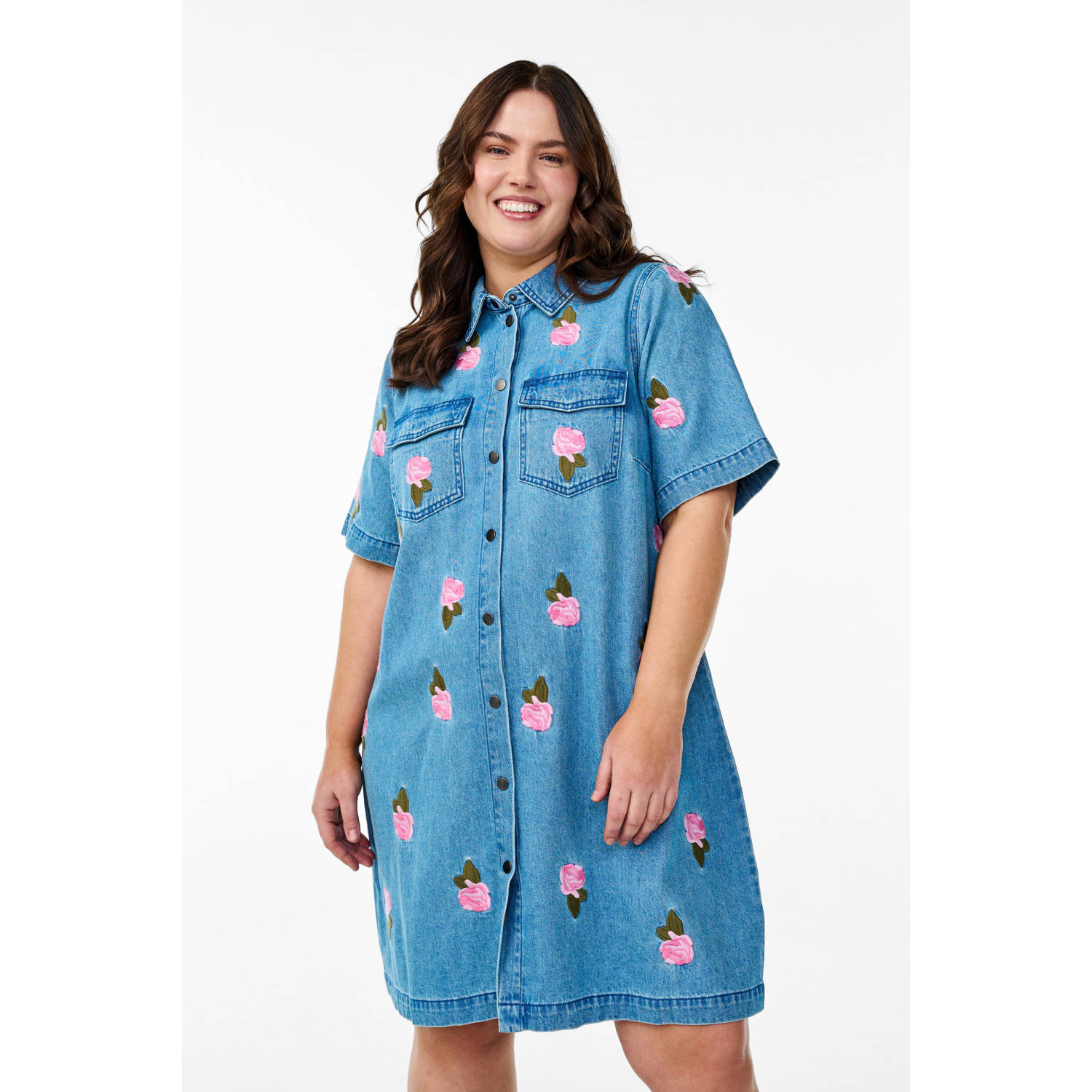 Zizzi denim spijkerjurk blauw