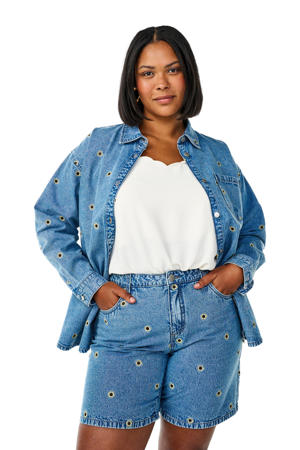 straight high waist denim short