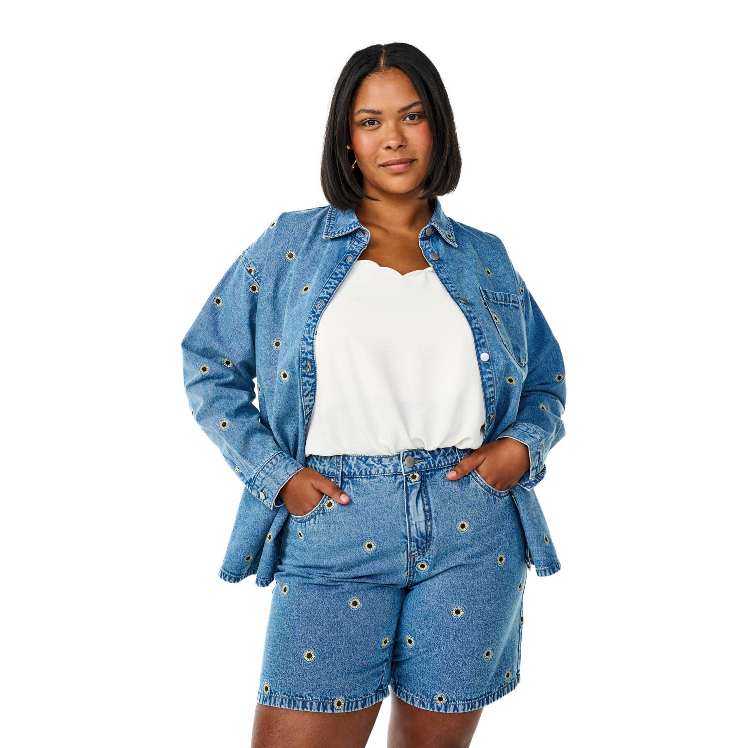 Zizzi straight high waist denim short