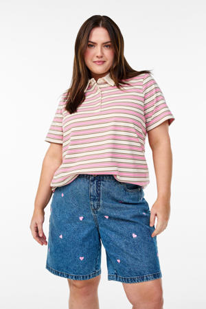 straight regular waist denim short blauw