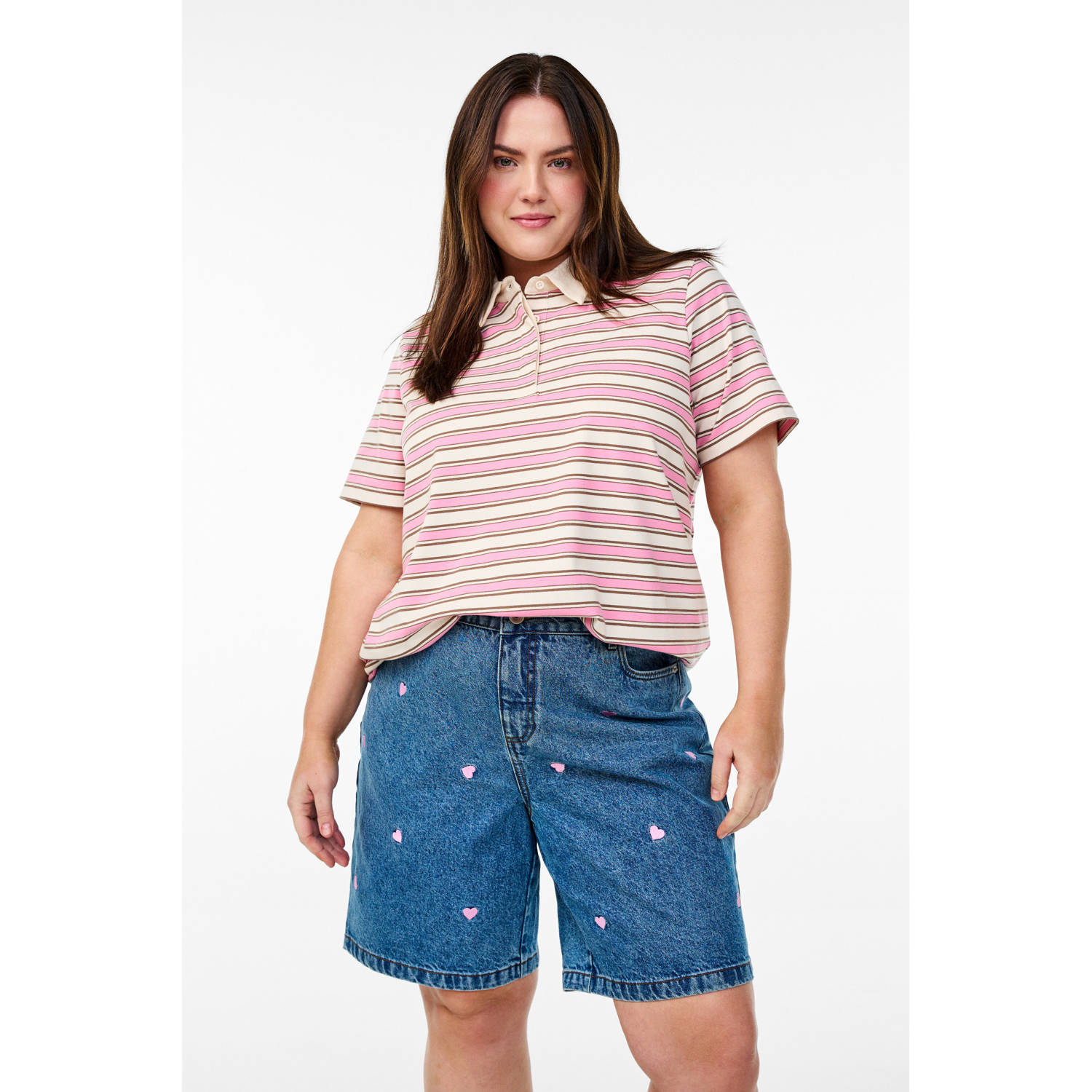 Zizzi straight regular waist denim short blauw
