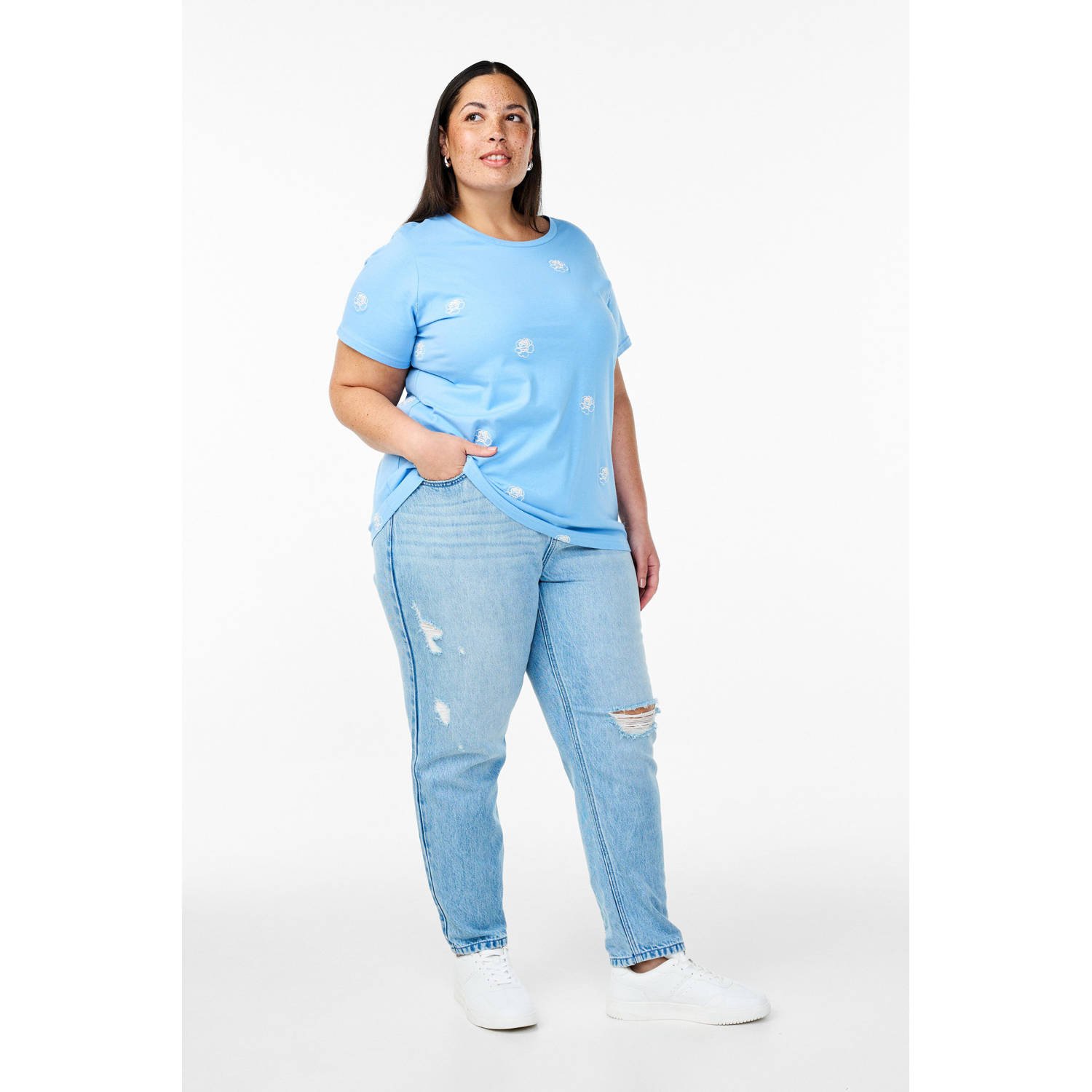 Zizzi high waist mom jeans light blue denim