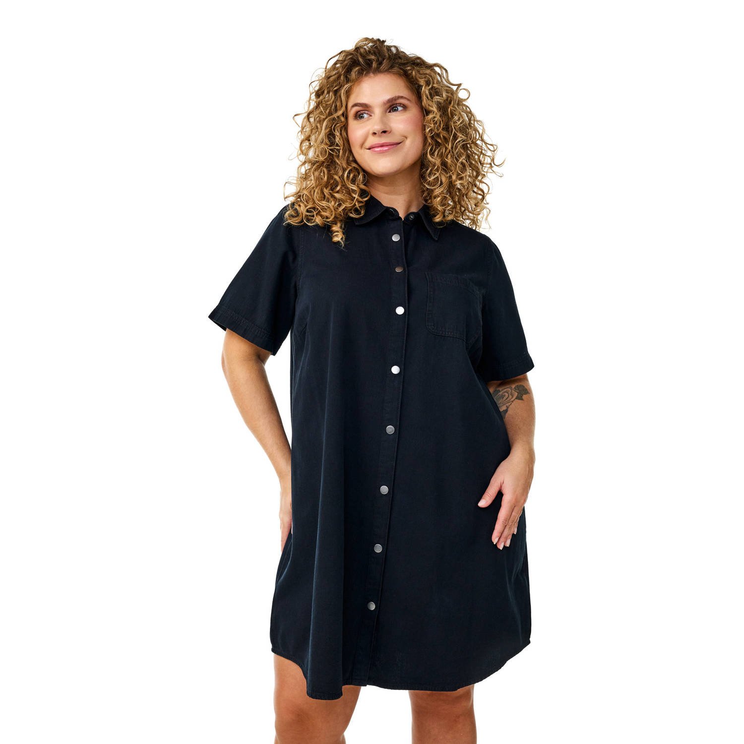 Zizzi denim jurk zwart