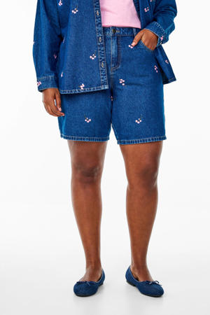 straight high waist denim short