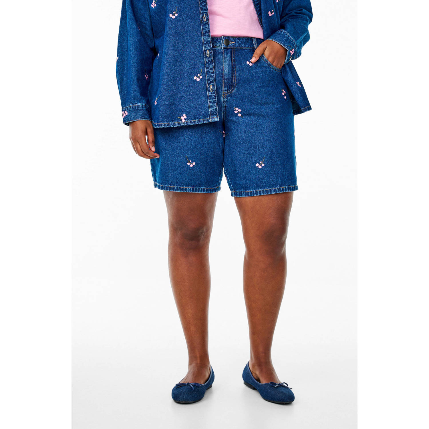 Zizzi straight high waist denim short
