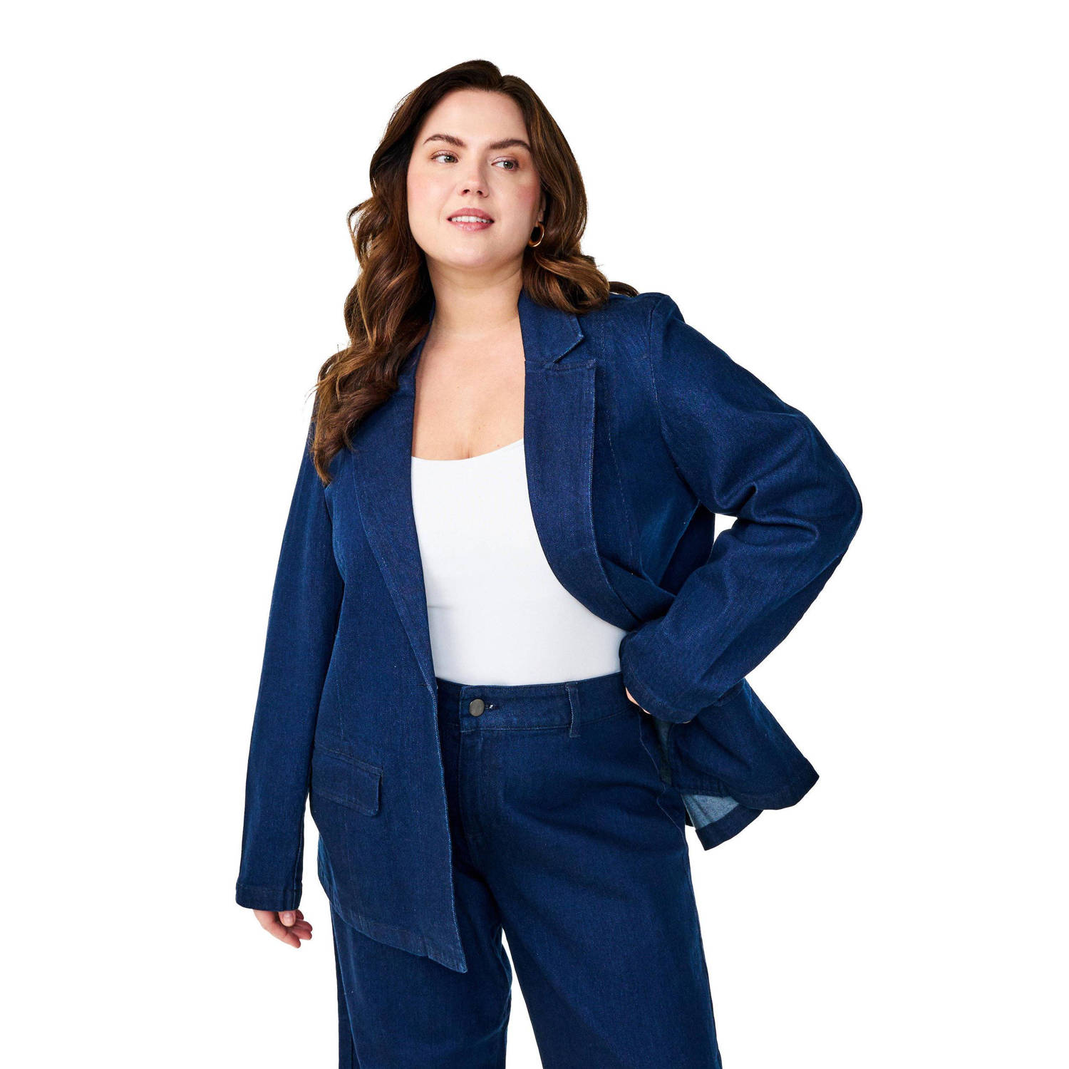 Zizzi regular blazer dark blue denim