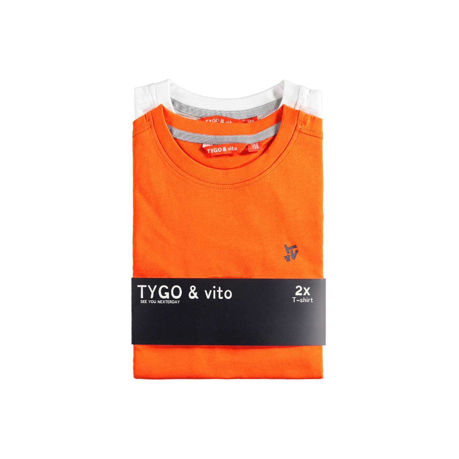 TYGO & vito T-shirt set van 2 oranje wit