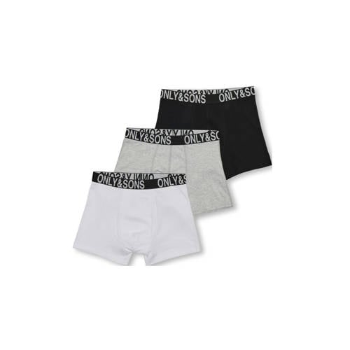 ONLY & SONS JUNIOR boxershort - set van 3 zwart/grijs/wit afbeelding