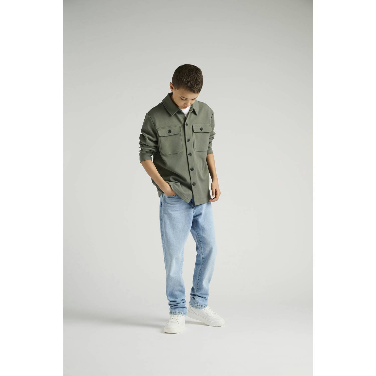 ONLY & SONS JUNIOR overshirt grijsgroen