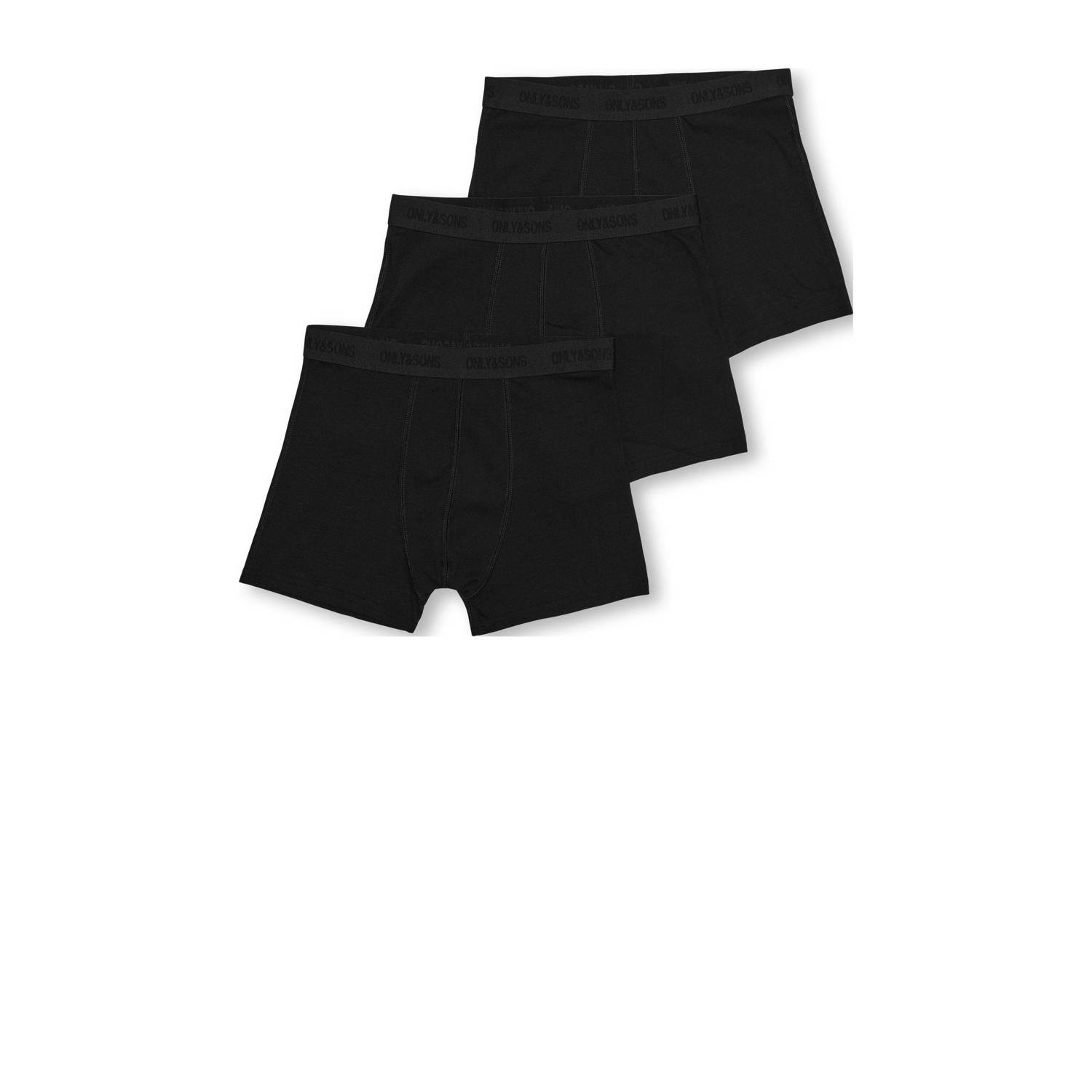 ONLY & SONS JUNIOR boxershort set van 3 zwart