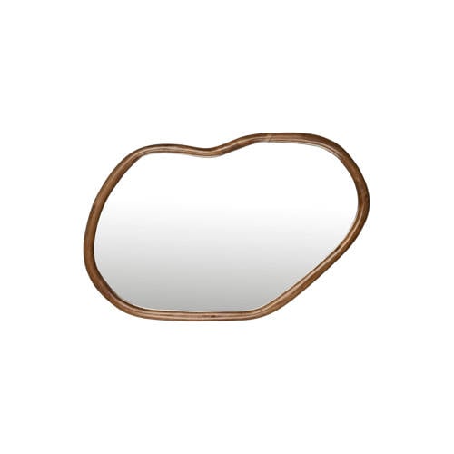 Dutchbone Ashley Spiegel/ Wandspiegel Organische vorm Walnoot Hout - Bruin (73 x 100 x 5 cm) afbeelding