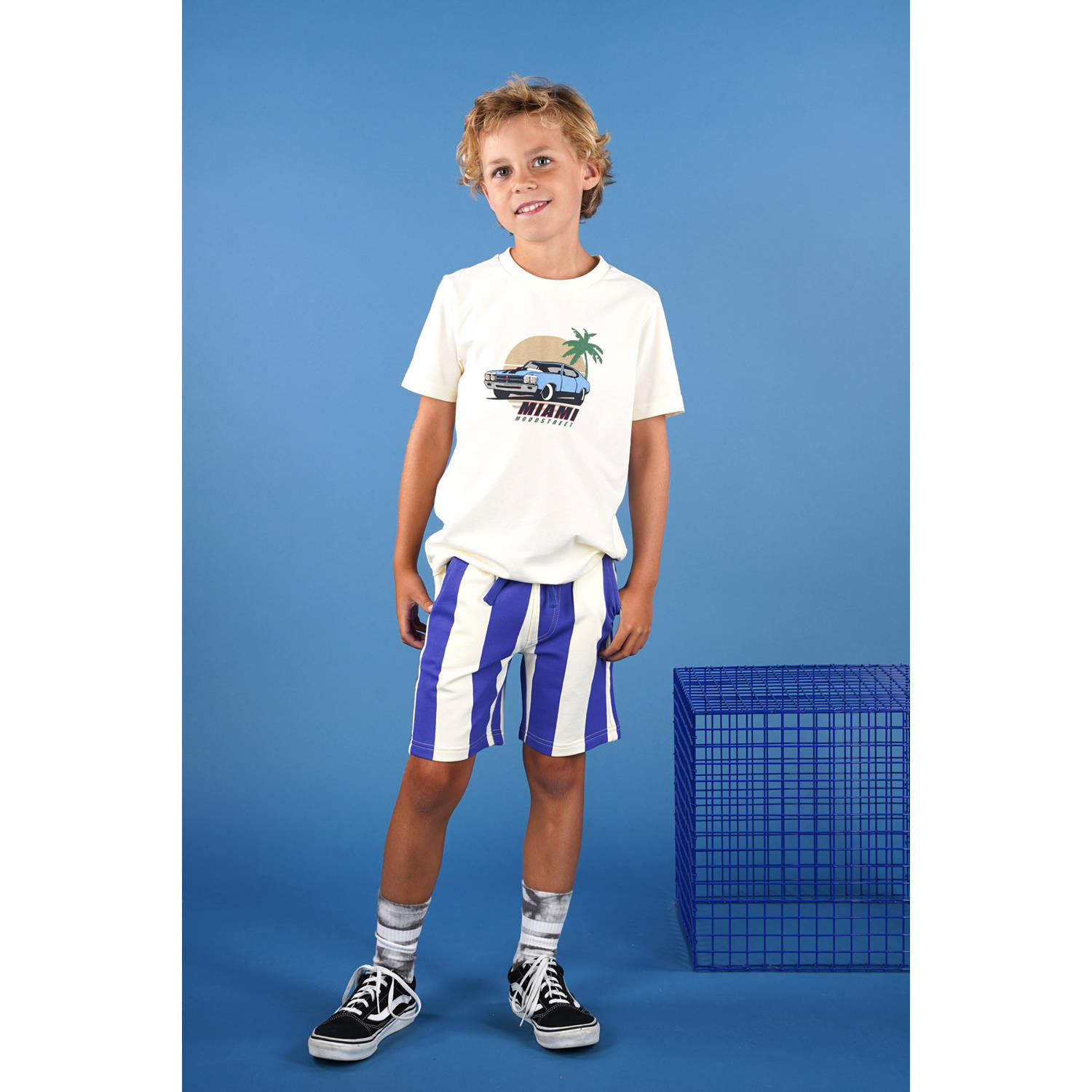 Moodstreet regular sweatshort blauw