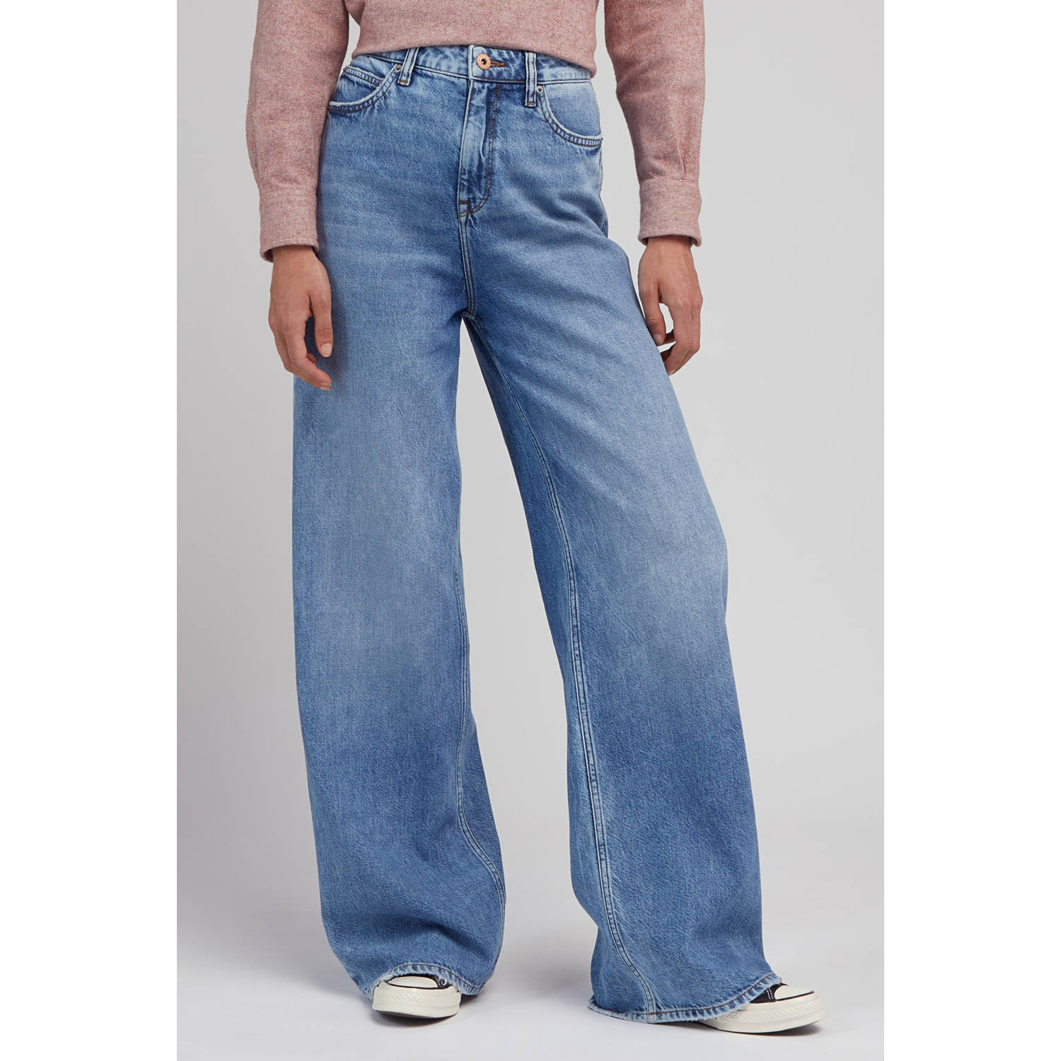 Lee high waist wide leg jeans medium blue denim