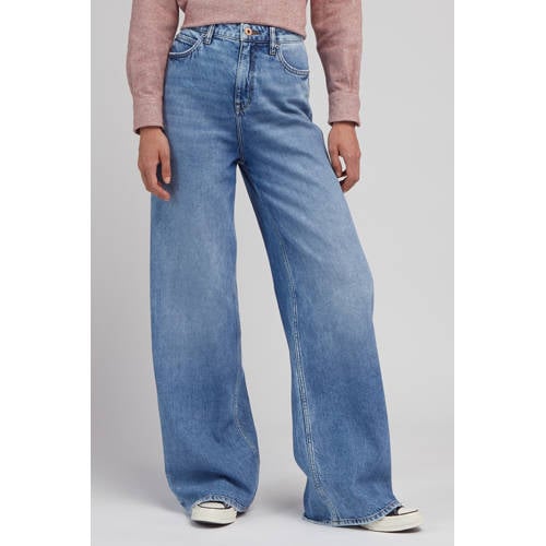 Lee high waist wide leg jeans medium blue denim afbeelding