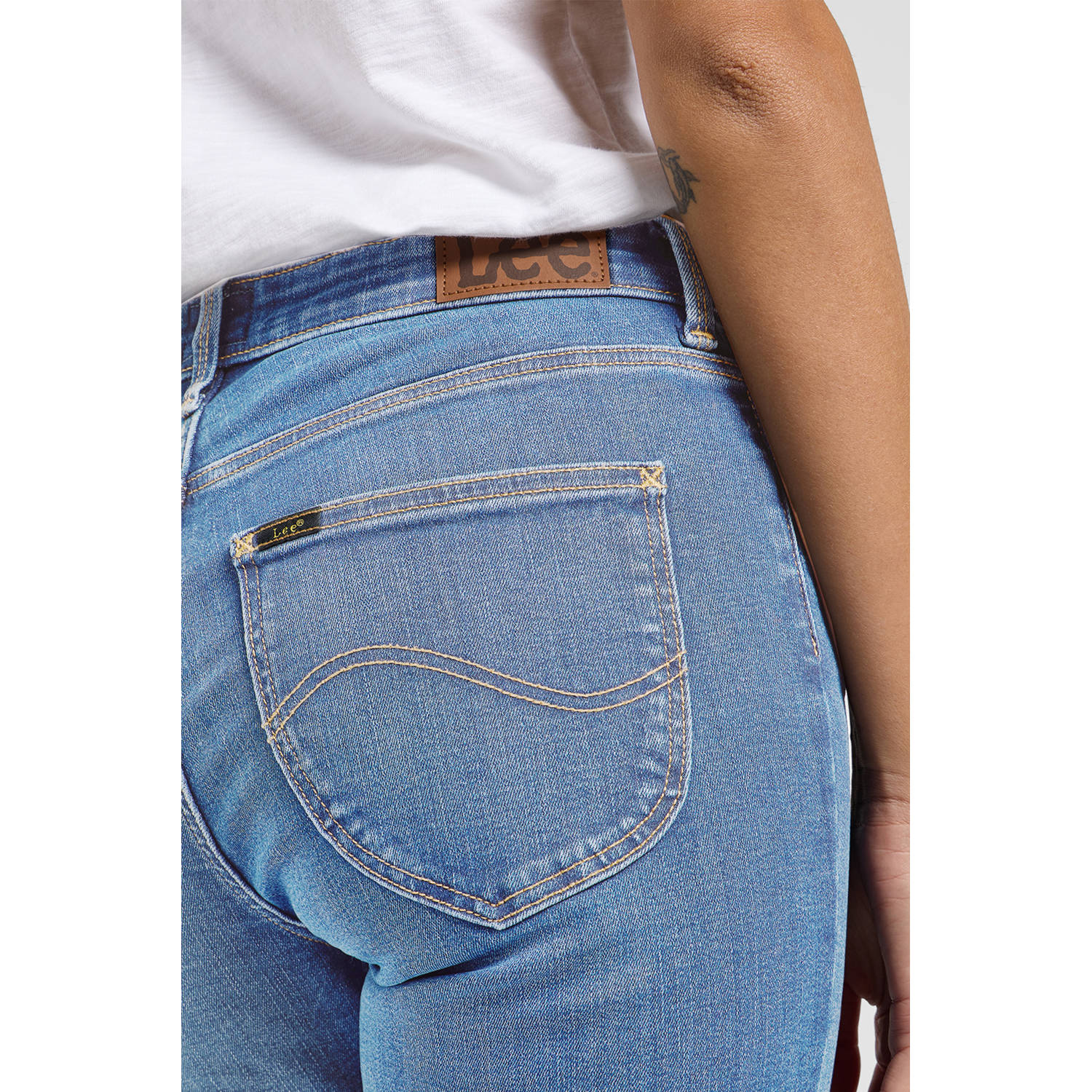 Lee straight jeans medium blue denim