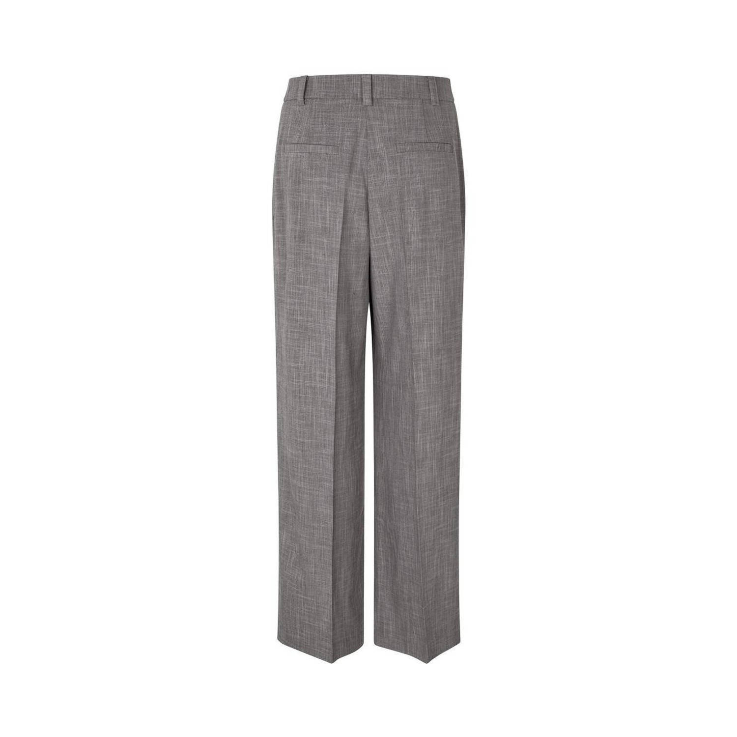 Modström wide leg regular waist broek grijs melange